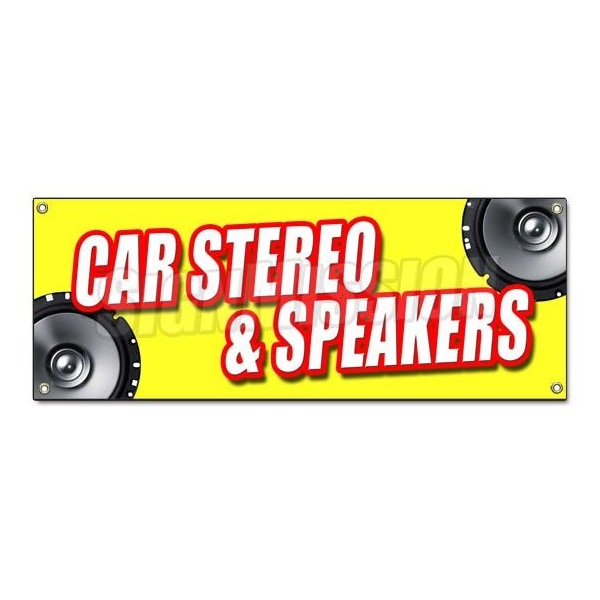 CAR STEREO & SPEAKERS BANNER SIGN mp3 installation service amplifers